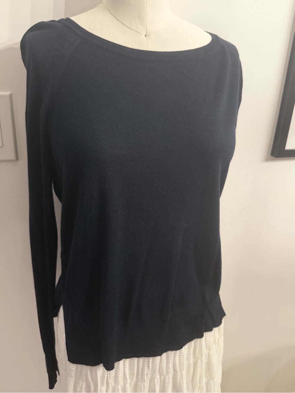 Zara Navy Lightweight Long Sleeve Boatneck Sweater
